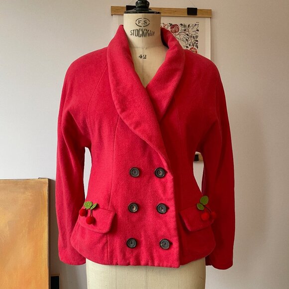 Crisca - 100% Wool Double-Breasted Blazer - with 🍒! - Picture 1 of 12